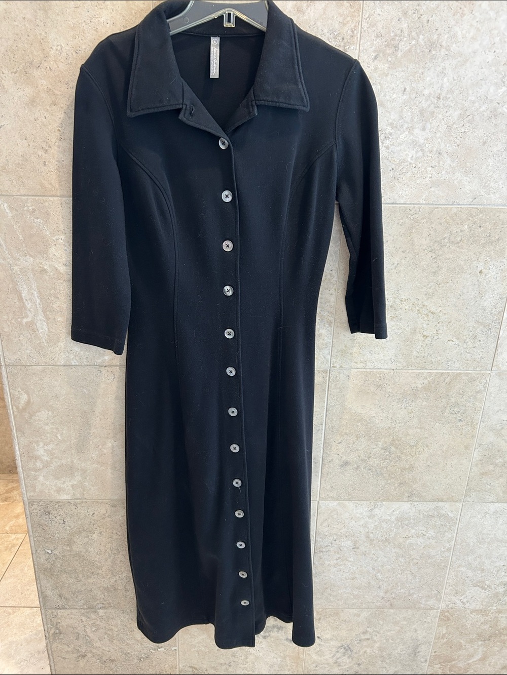 Hanna Andersson Black Button-Front Midi Dress